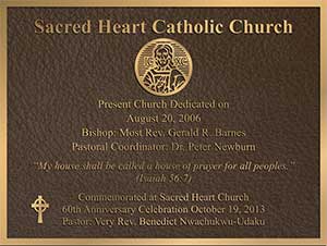bronze church plaque